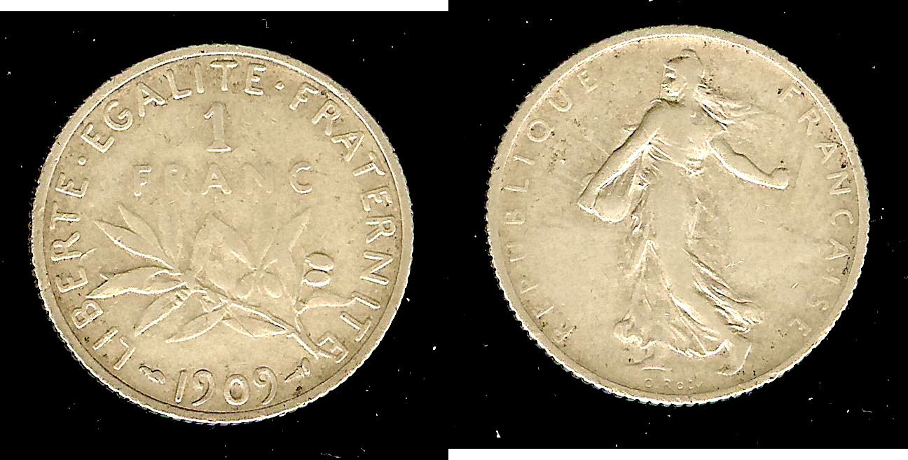 1 franc Semeuse 1909 Paris TB+